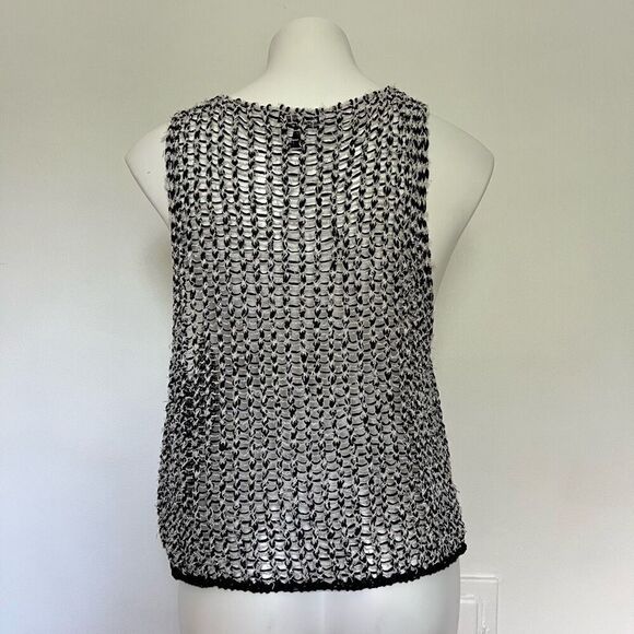 Eileen Fisher open knit black and white sleeveless crop top - Picture 9 of 9